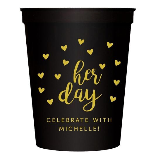 Confetti Hearts Her Day Stadium Cups